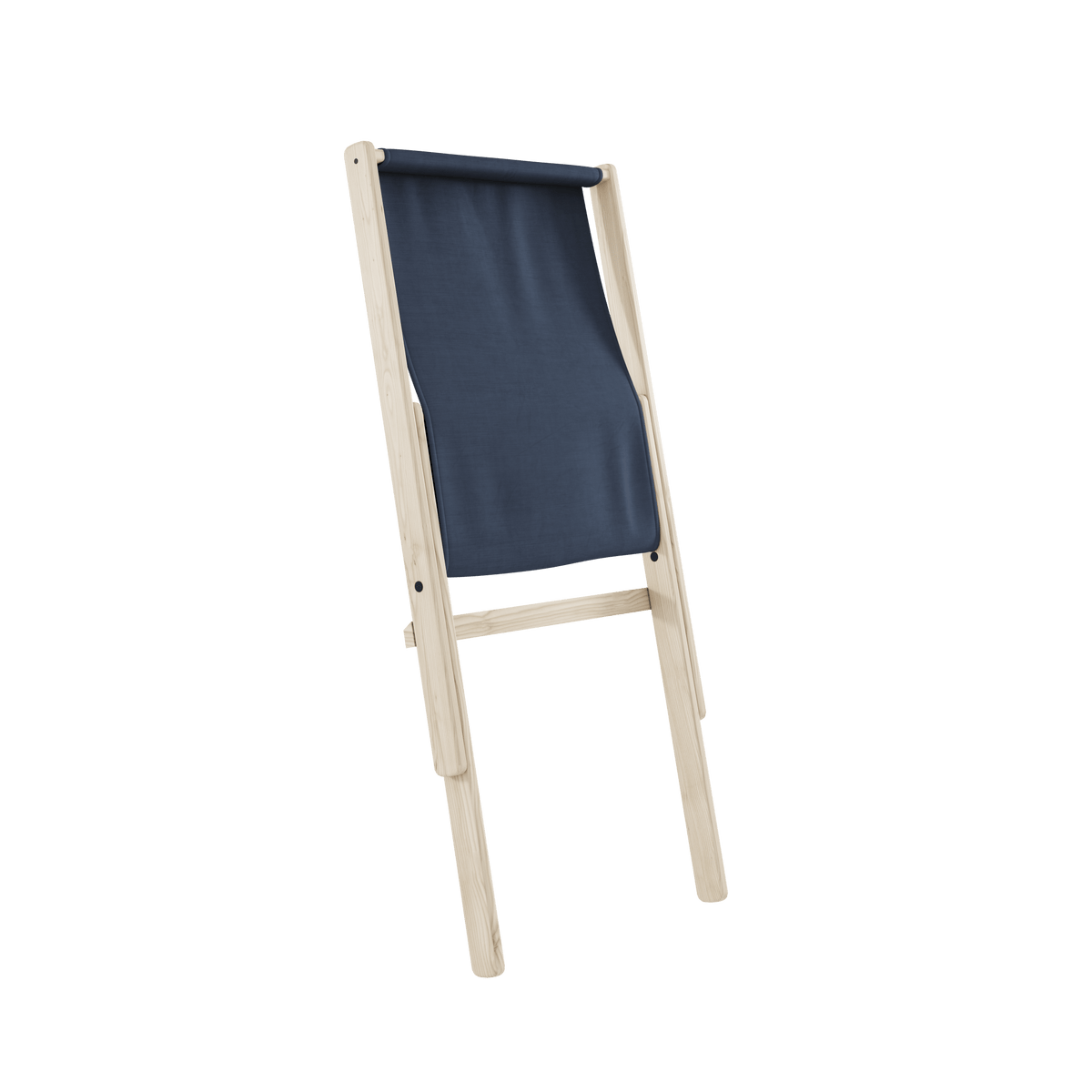 Chaise pliante en hêtre et matelas en coton bleu marine 65x88x75cm Boogie raw - Karup Design - The Cool Republic