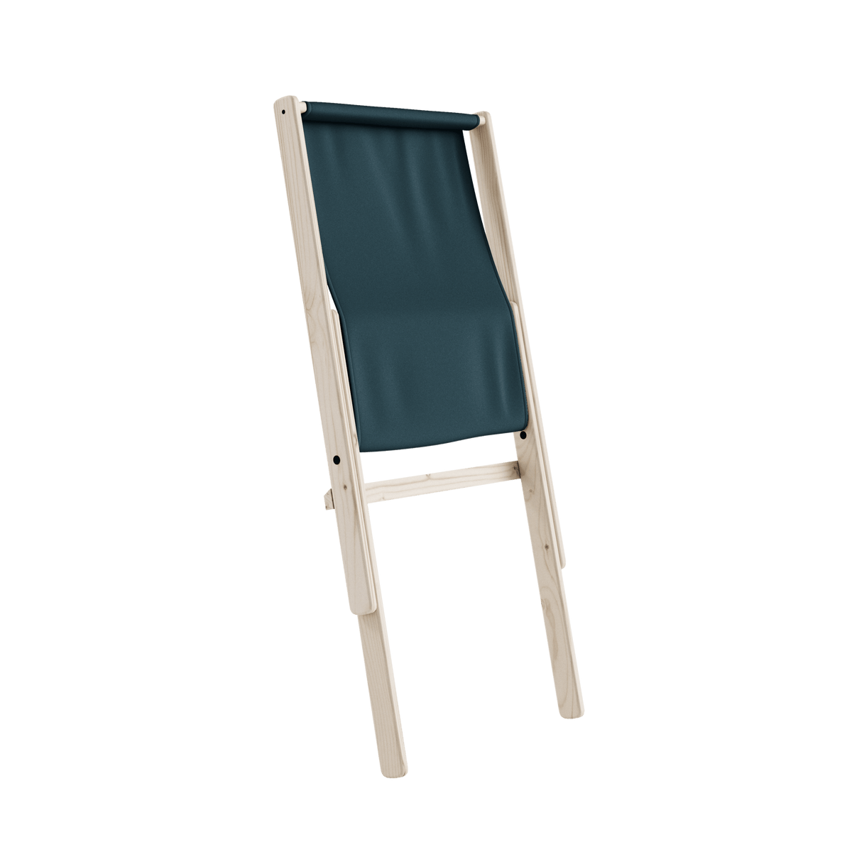 Chaise pliante en hêtre et matelas en coton bleu pétrole 65x88x75cm Boogie raw - Karup Design - The Cool Republic