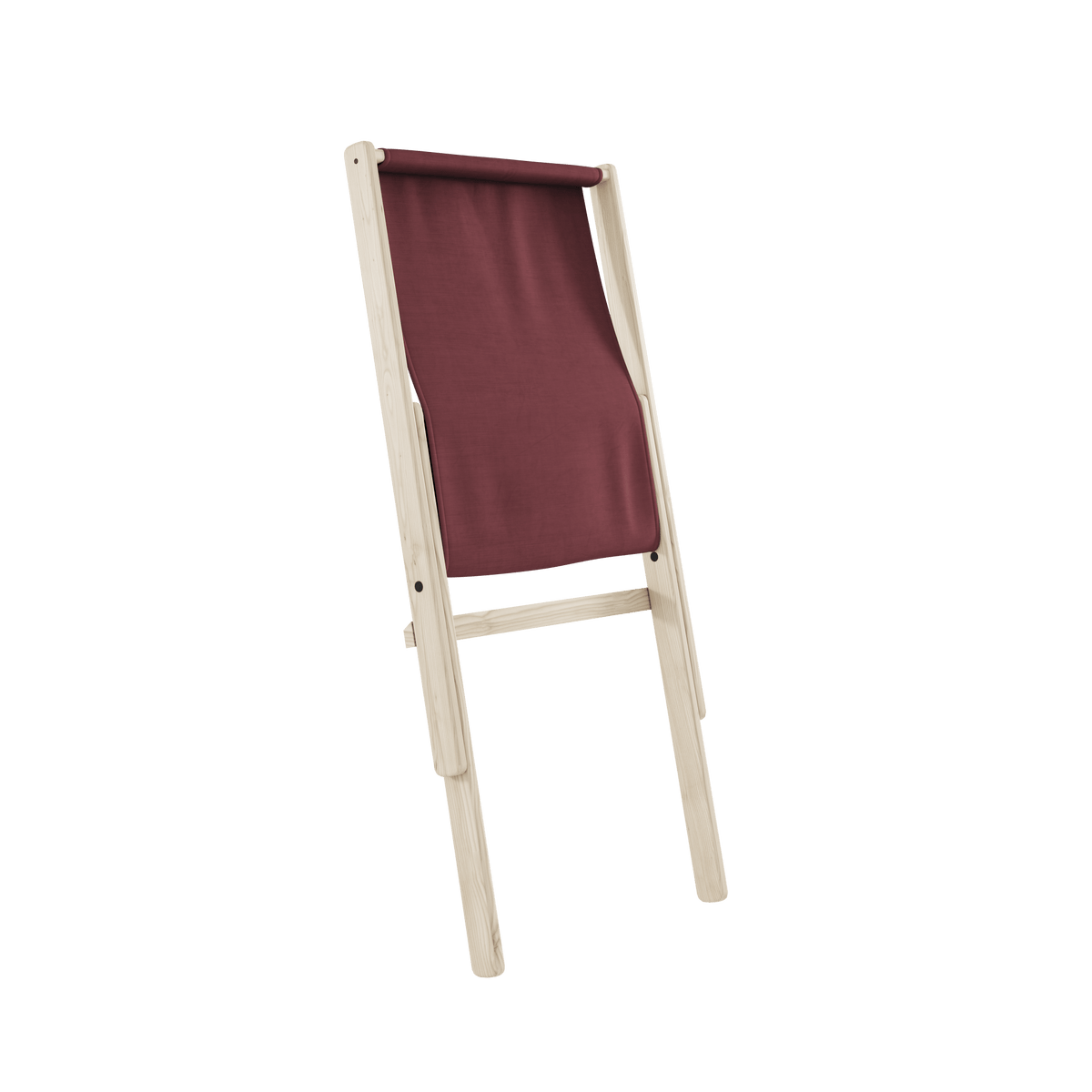 Chaise pliante en hêtre et matelas en coton bordeaux 65x88x75cm Boogie raw - Karup Design - The Cool Republic