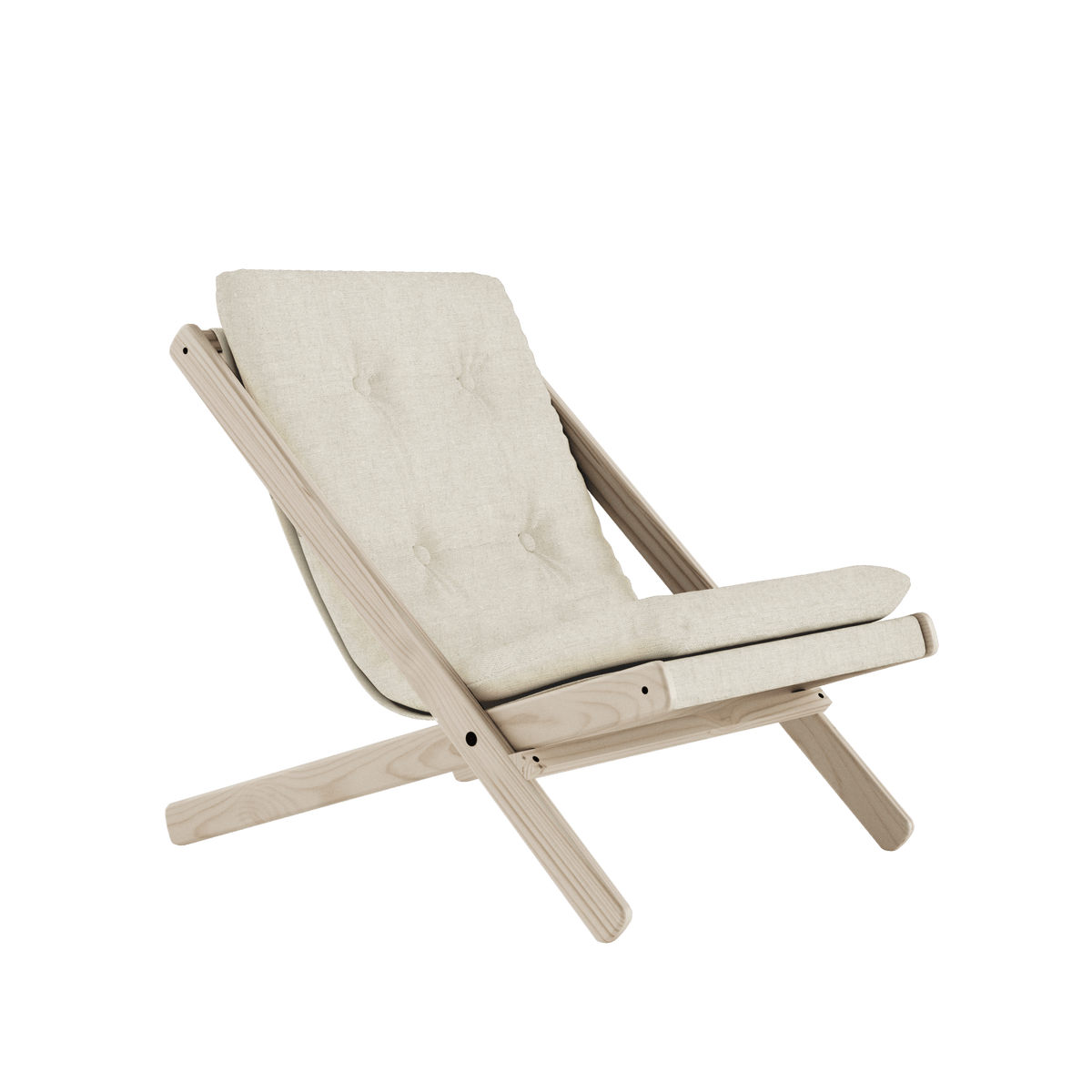 Chaise pliante en hêtre et matelas en coton lin 65x88x75cm Boogie raw - Karup Design - The Cool Republic