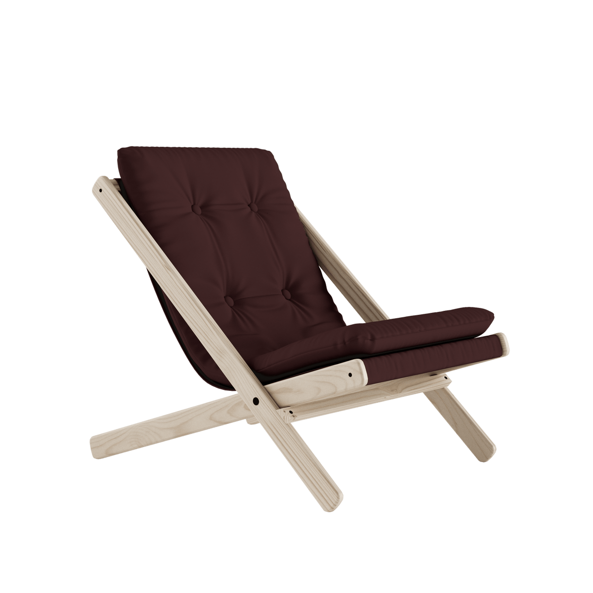 Chaise pliante en hêtre et matelas en coton marron 65x88x75cm Boogie raw - Karup Design - The Cool Republic