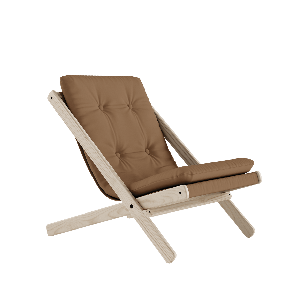 Chaise pliante en hêtre et matelas en coton mocca 65x88x75cm Boogie raw - Karup Design - The Cool Republic