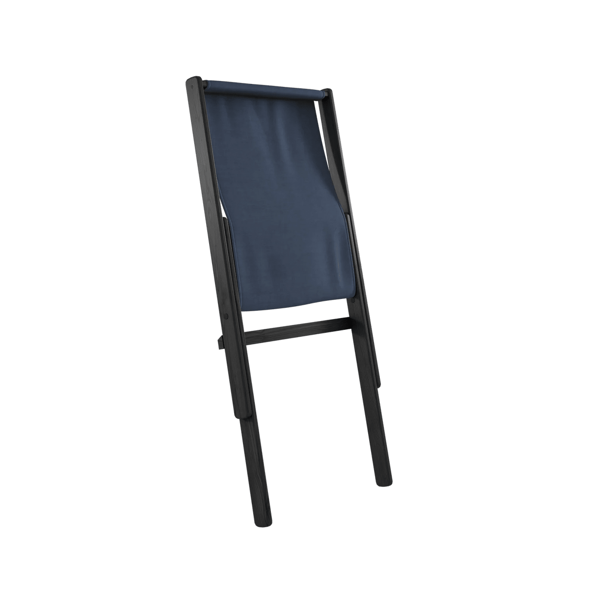 Chaise pliante en hêtre noir et matelas en coton bleu marine 65x88x75cm Boogie raw - Karup Design - The Cool Republic