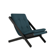 Chaise pliante en hêtre noir et matelas en coton bleu pétrole 65x88x75cm Boogie raw - Karup Design - The Cool Republic