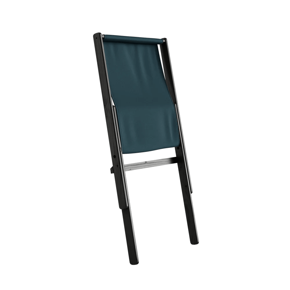 Chaise pliante en hêtre noir et matelas en coton bleu pétrole 65x88x75cm Boogie raw - Karup Design - The Cool Republic