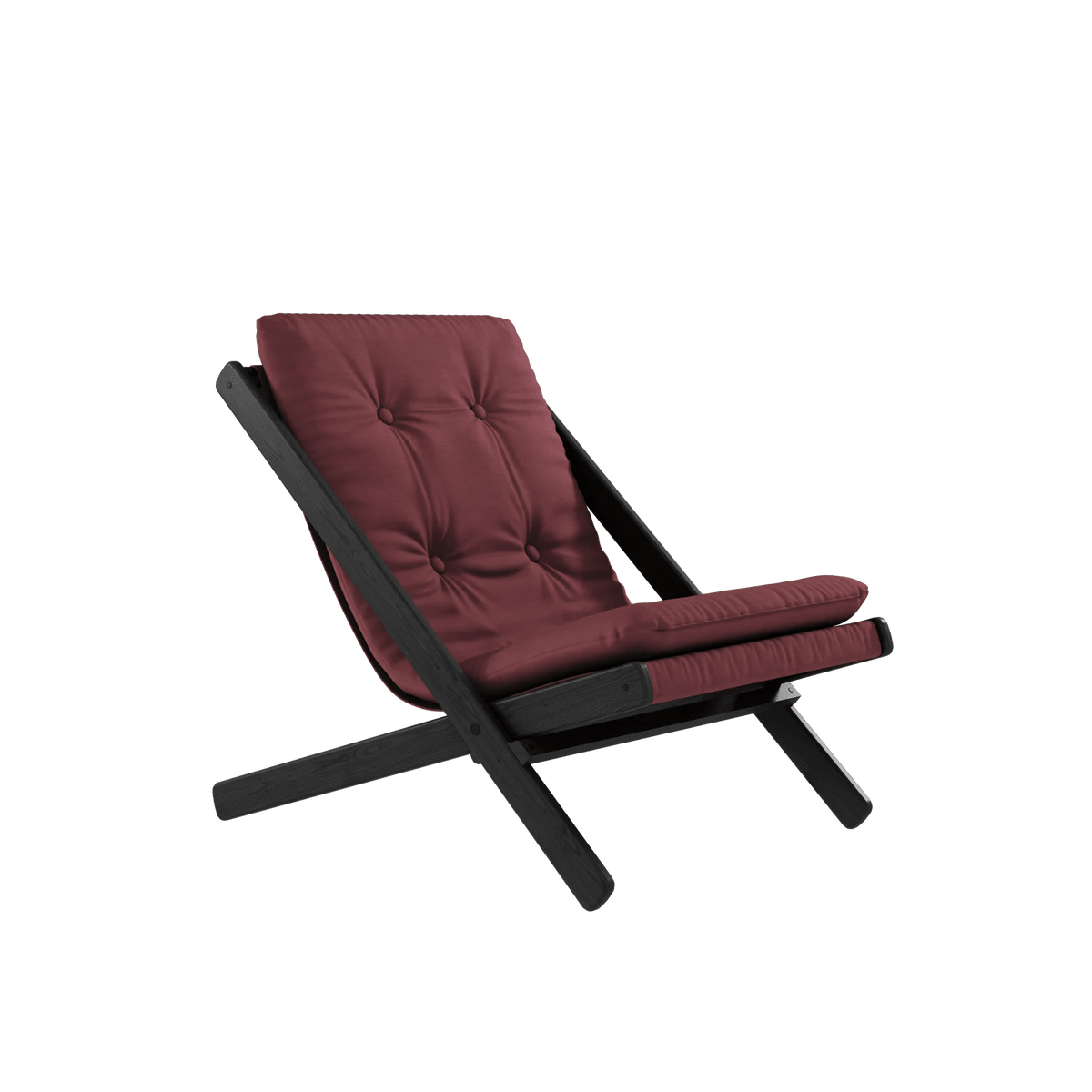 Chaise pliante en hêtre noir et matelas en coton bordeaux 65x88x75cm Boogie raw - Karup Design - The Cool Republic