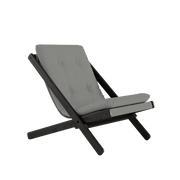 Chaise pliante en hêtre noir et matelas en coton gris 65x88x75cm Boogie raw - Karup Design - The Cool Republic