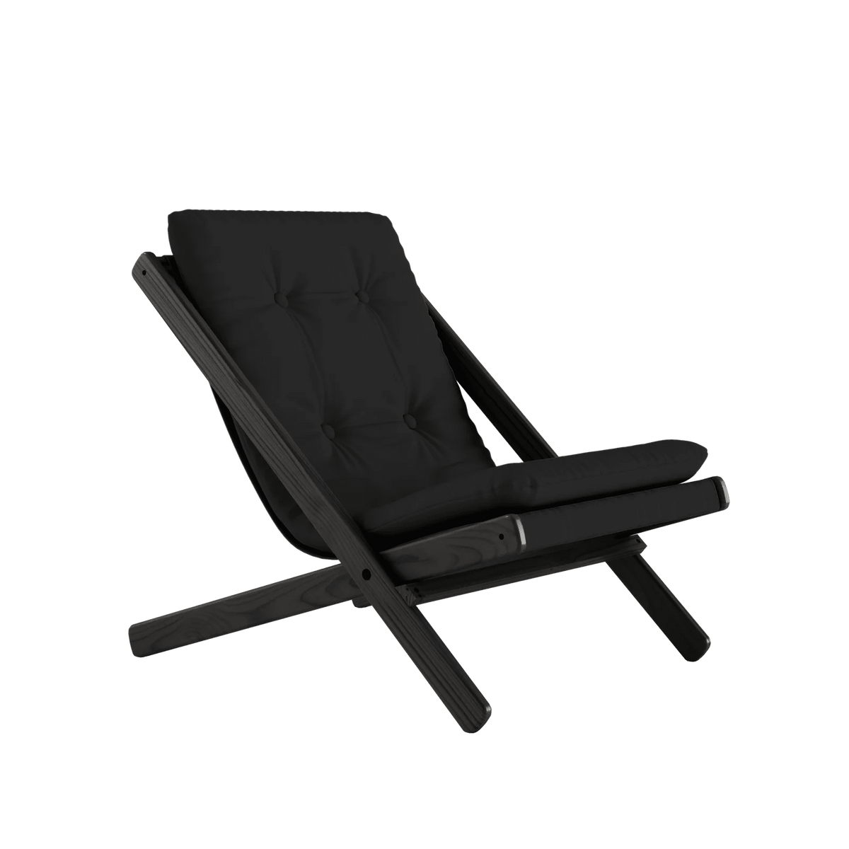 Chaise pliante en hêtre noir et matelas en coton gris foncé 65x88x75cm Boogie raw - Karup Design - The Cool Republic