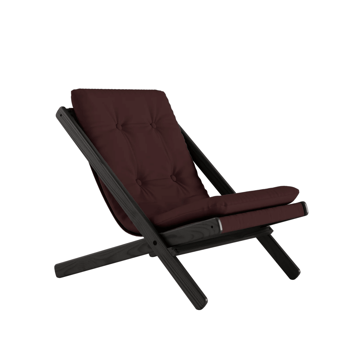 Chaise pliante en hêtre noir et matelas en coton marron 65x88x75cm Boogie raw - Karup Design - The Cool Republic
