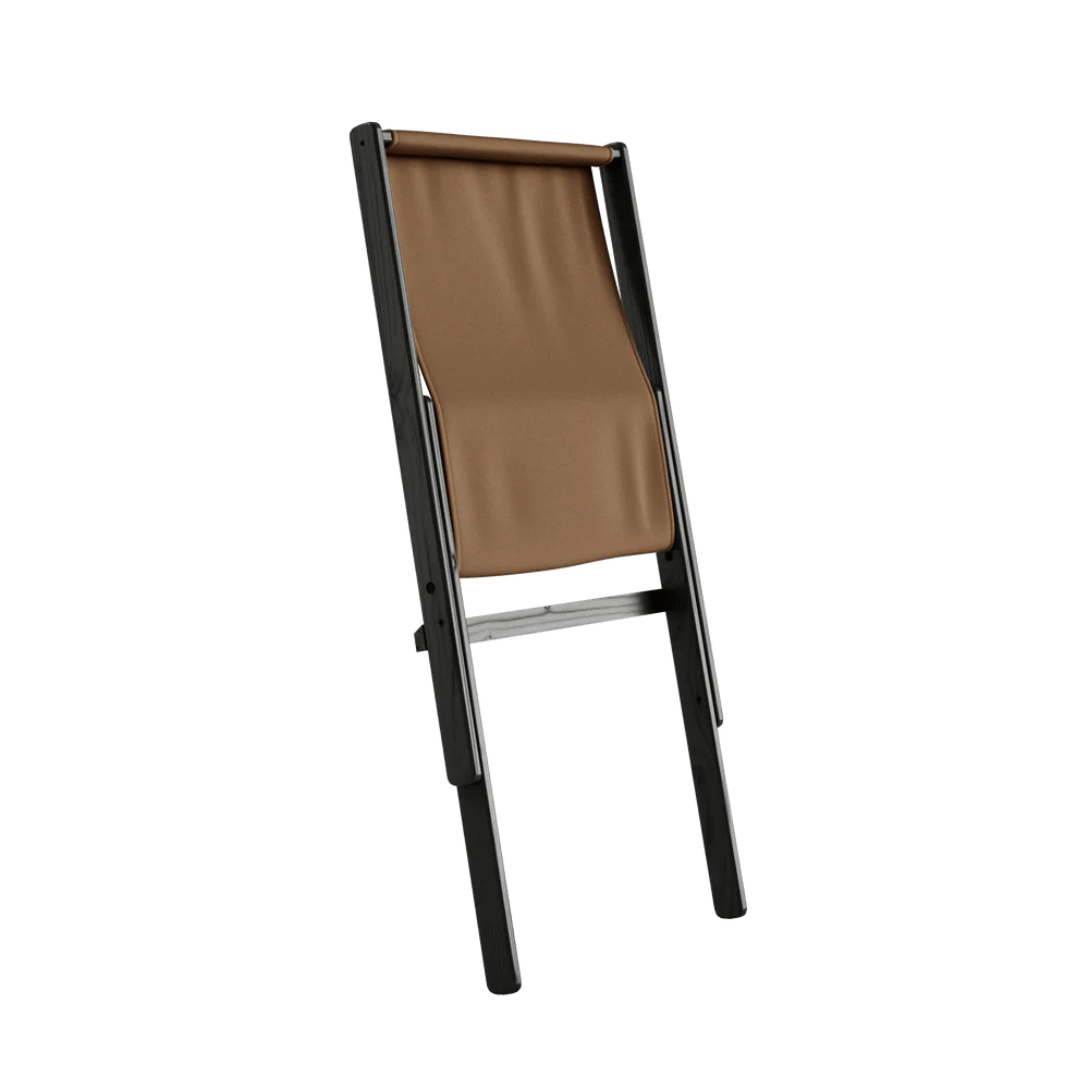 Chaise pliante en hêtre noir et matelas en coton mocca 65x88x75cm Boogie raw - Karup Design - The Cool Republic