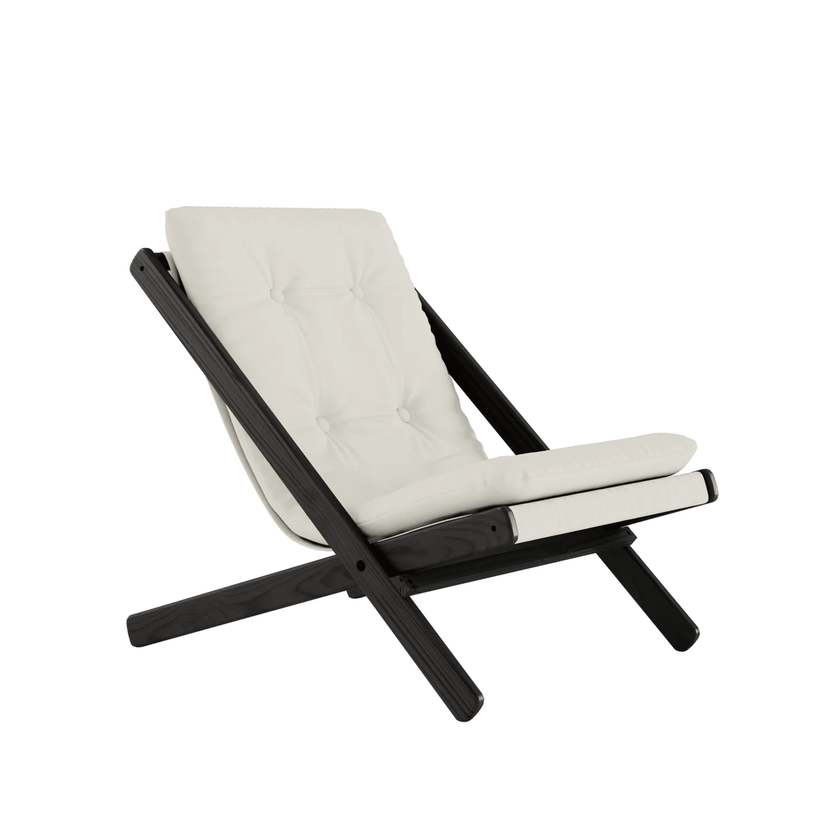 Chaise pliante en hêtre noir et matelas en coton natural 65x88x75cm Boogie raw - Karup Design - The Cool Republic