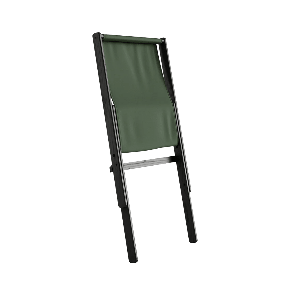Chaise pliante en hêtre noir et matelas en coton vert olive 65x88x75cm Boogie raw - Karup Design - The Cool Republic