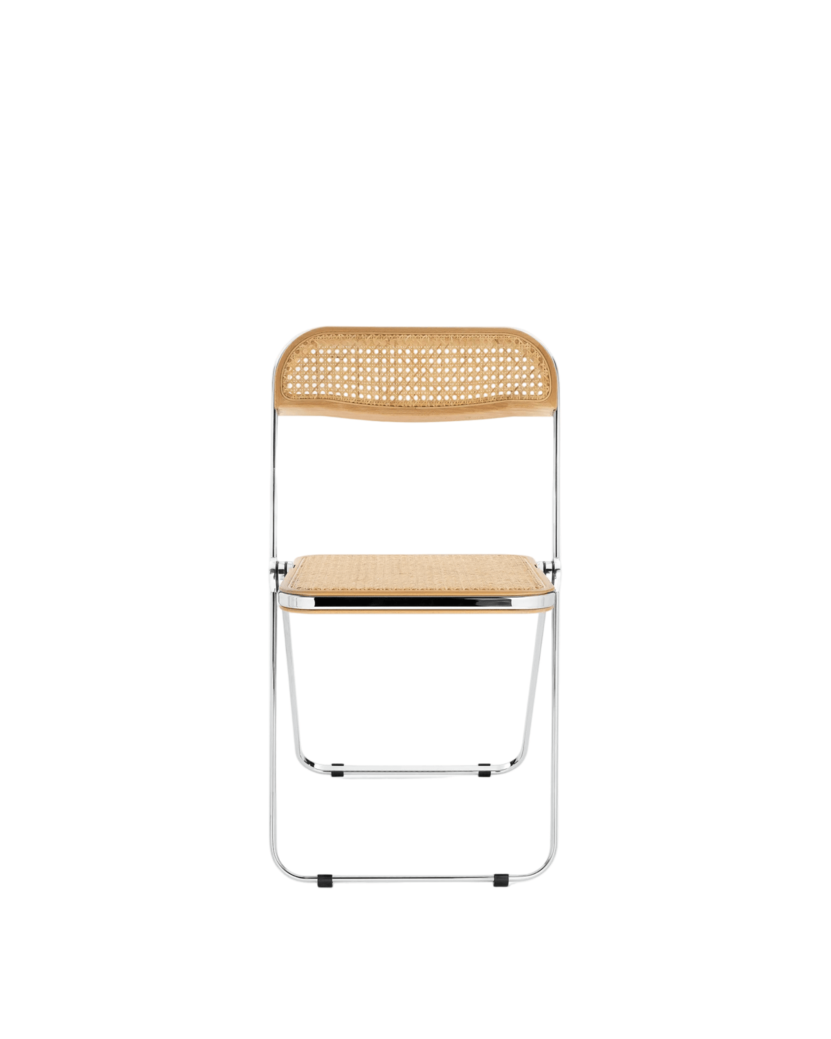 Chaise pliante en tresse de paille viennoise et acier chromé Plia - Anonima Castelli - The Cool Republic