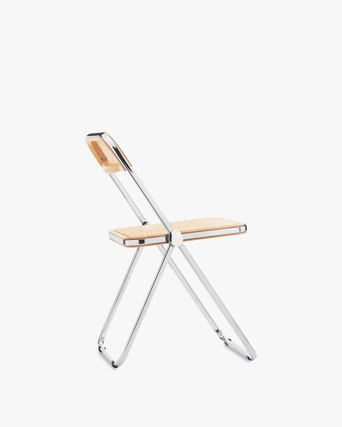 Chaise pliante en tresse de paille viennoise et acier chromé Plia - Anonima Castelli - The Cool Republic