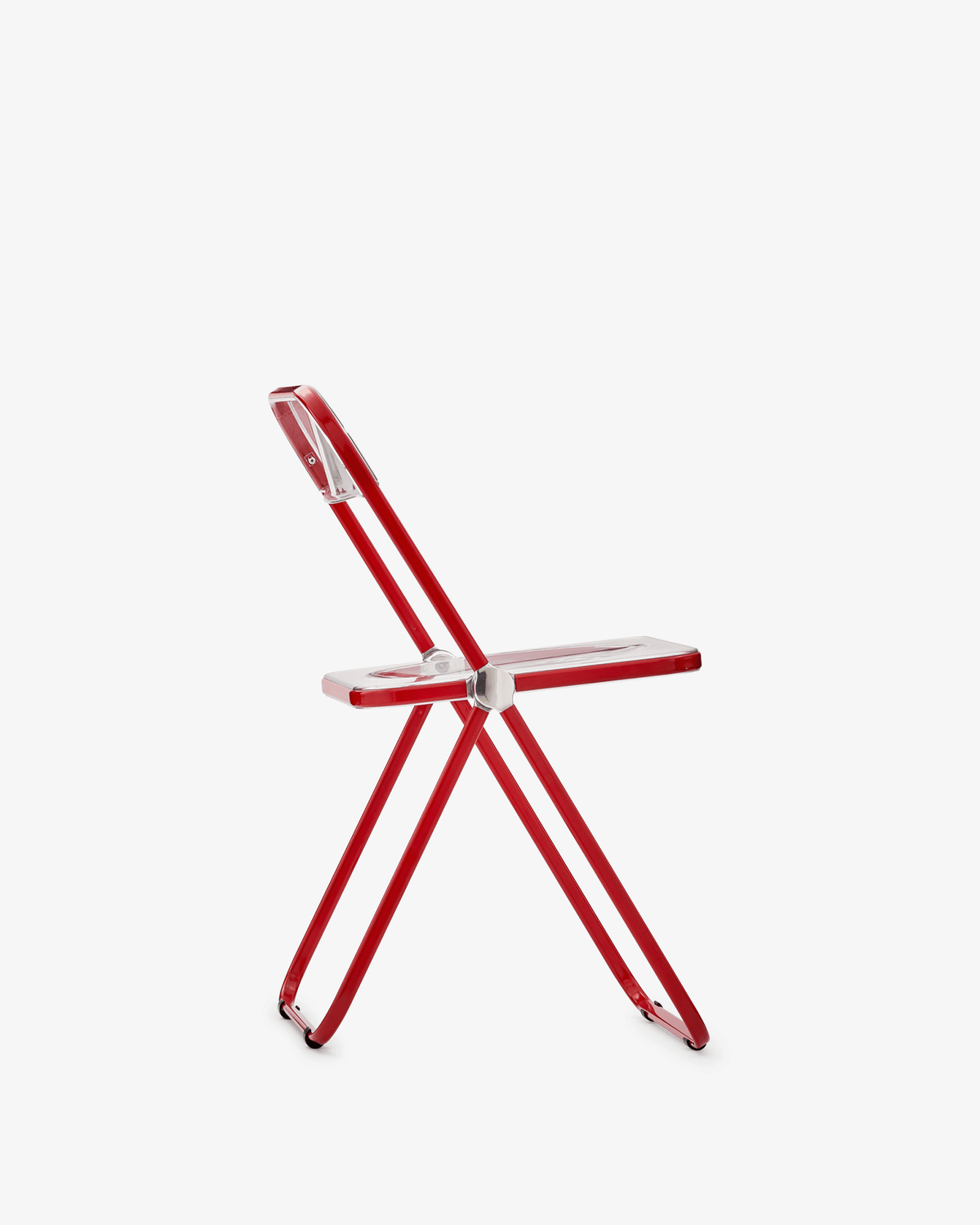 Chaise pliante transparente et acier rouge Plia - Anonima Castelli - The Cool Republic