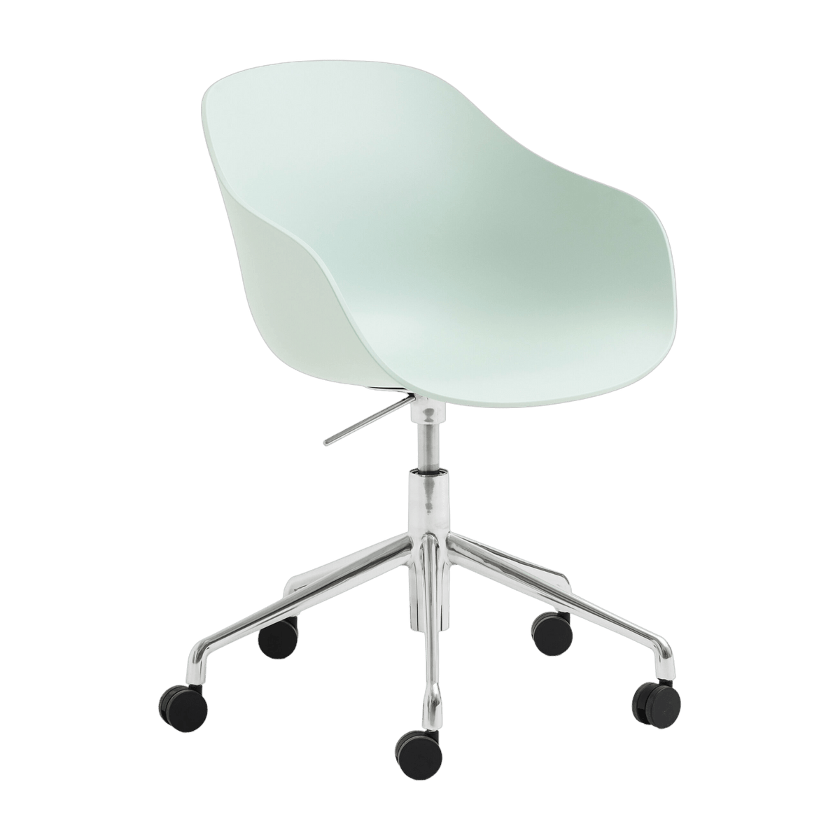 Chaise réglable à roulettes en plastique recyclé dusty mint et pieds en aluminium AAC 252 2.0 - HAY - The Cool Republic