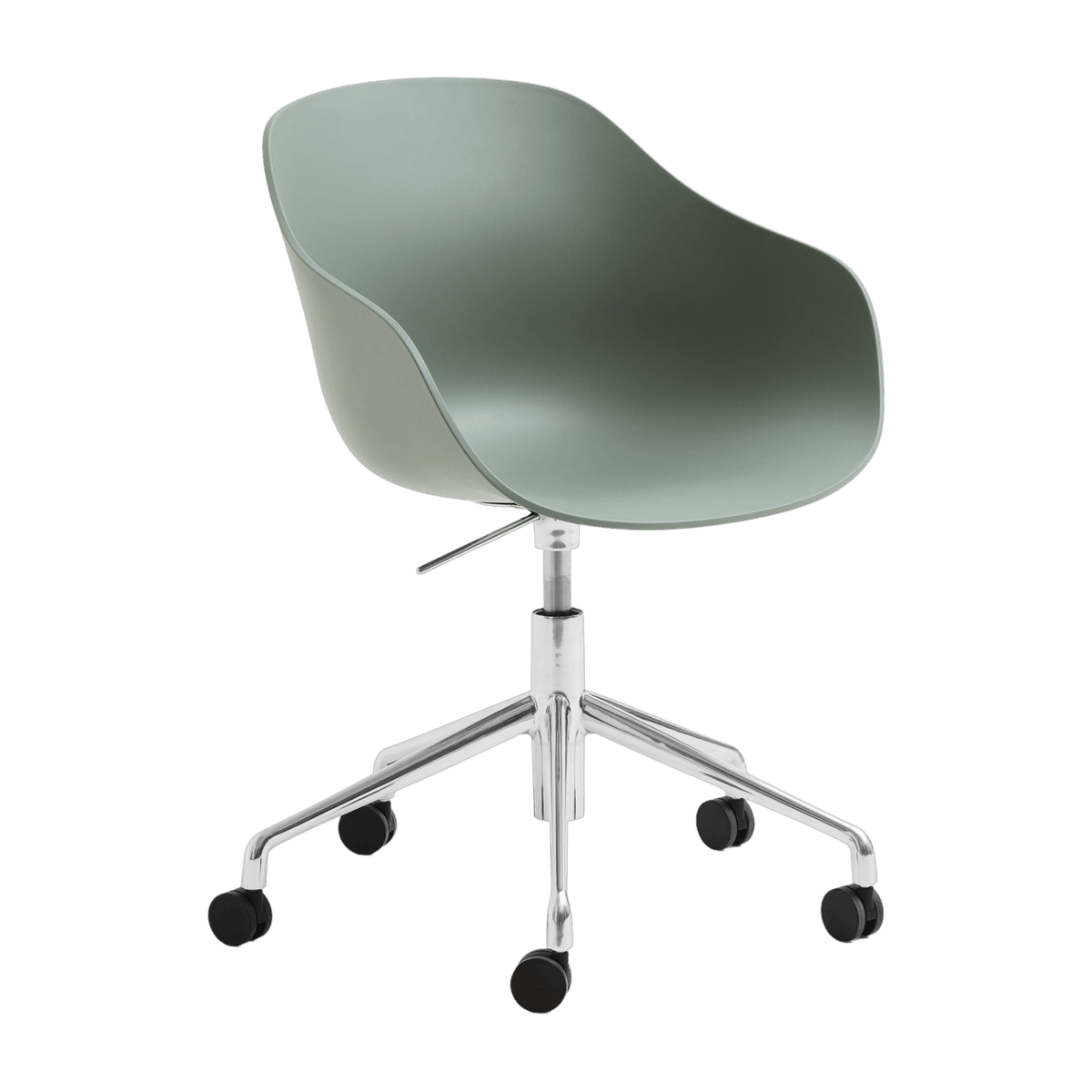 Chaise réglable à roulettes en plastique recyclé vert et pieds en aluminium AAC 252 2.0 - HAY - The Cool Republic