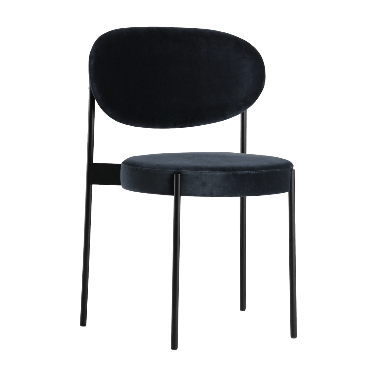 Blue Velvet Upholstered Chair with Black Metal Frame 430 Chair - Verpan - The Cool Republic