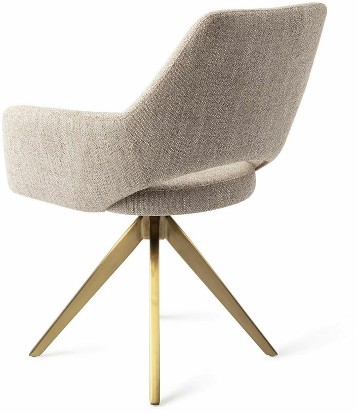 Chaise tissu Biscuit Beach biscuit beach avec pieds rotatifs en métal doré Yanai - Jesper Home - The Cool Republic