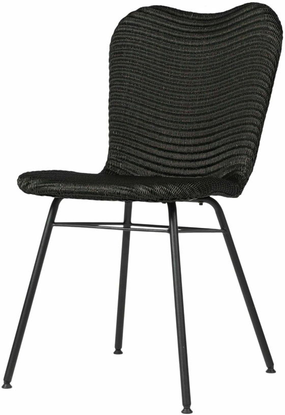 Chaise tressée et piètement acier noire Lily - Vincent Sheppard - The Cool Republic