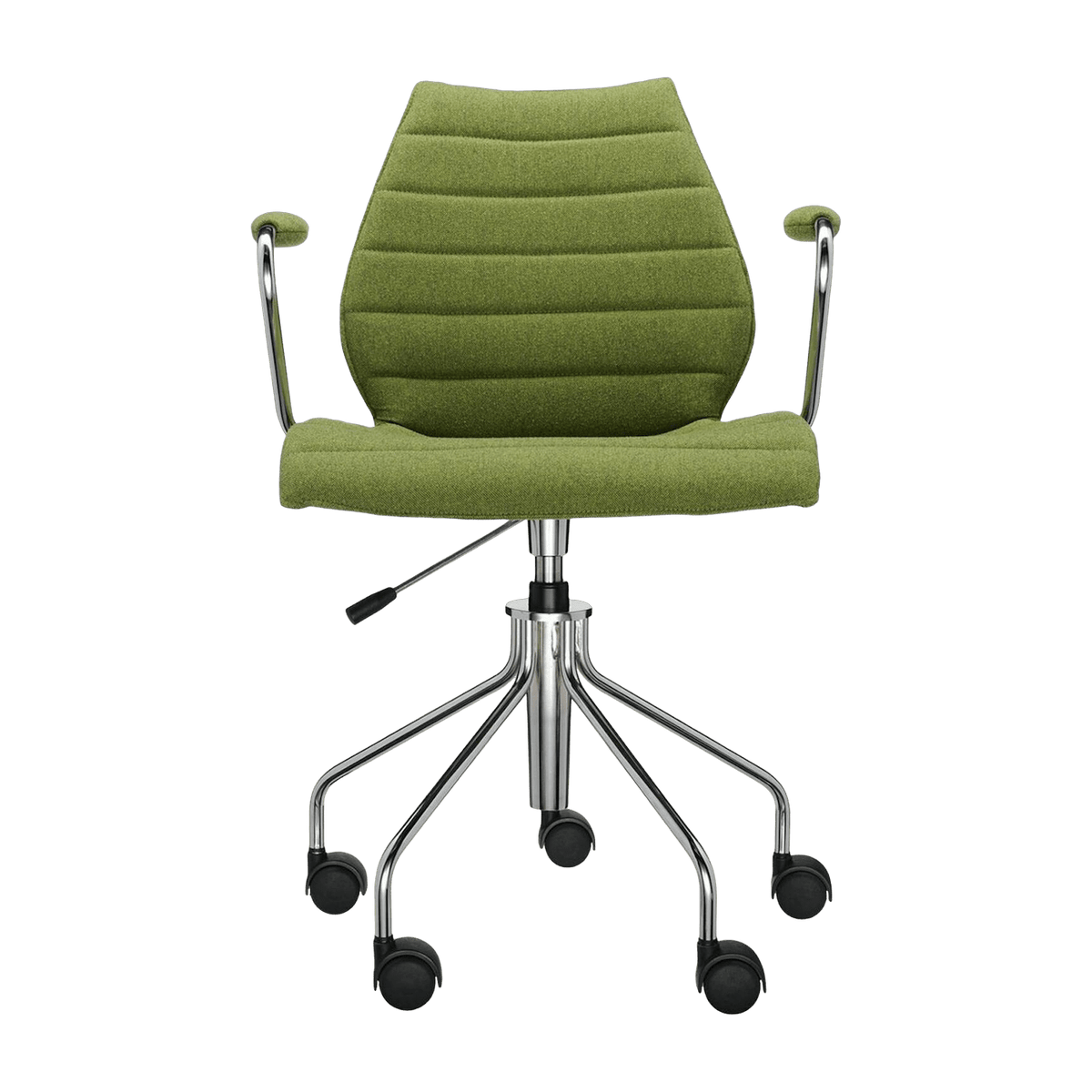 Chaise verte à roulettes avec accoudoirs Maui Soft Trevira - Kartell - The Cool Republic