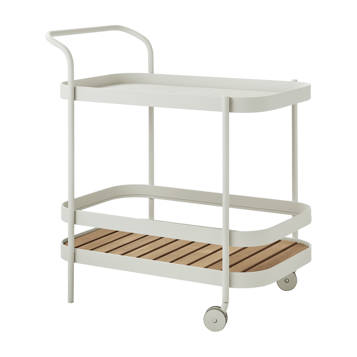 Chariot de bar en aluminium blanc Roll - Cane-Line - The Cool Republic