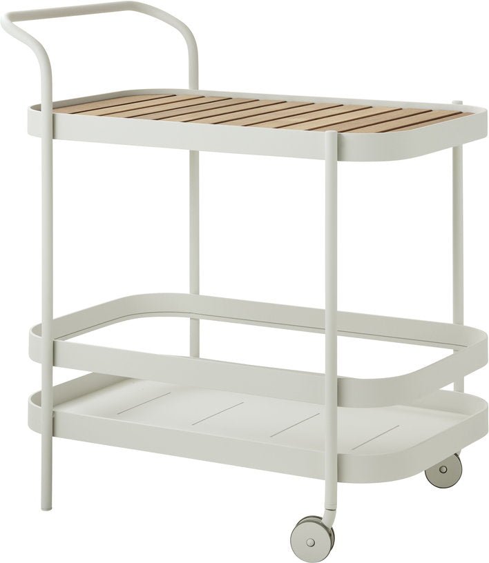 Chariot de bar en aluminium blanc Roll - Cane - Line - The Cool Republic