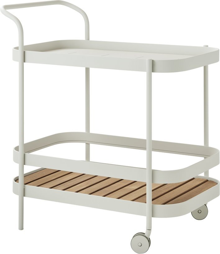 Chariot de bar en aluminium blanc Roll - Cane - Line - The Cool Republic