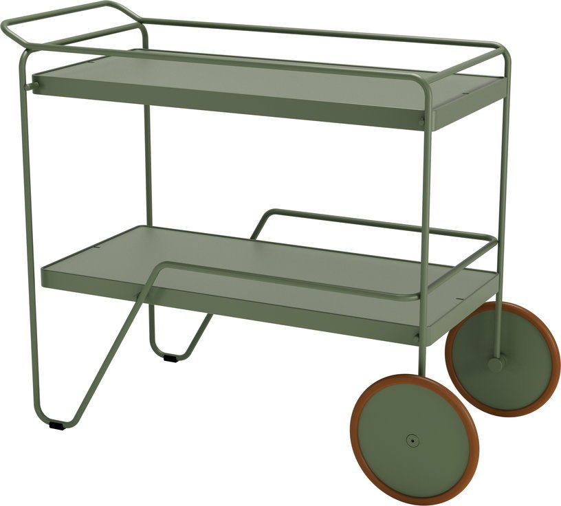 Chariot en aluminium et acier vert olive 75,5x95x46cm Click - Houe - The Cool Republic