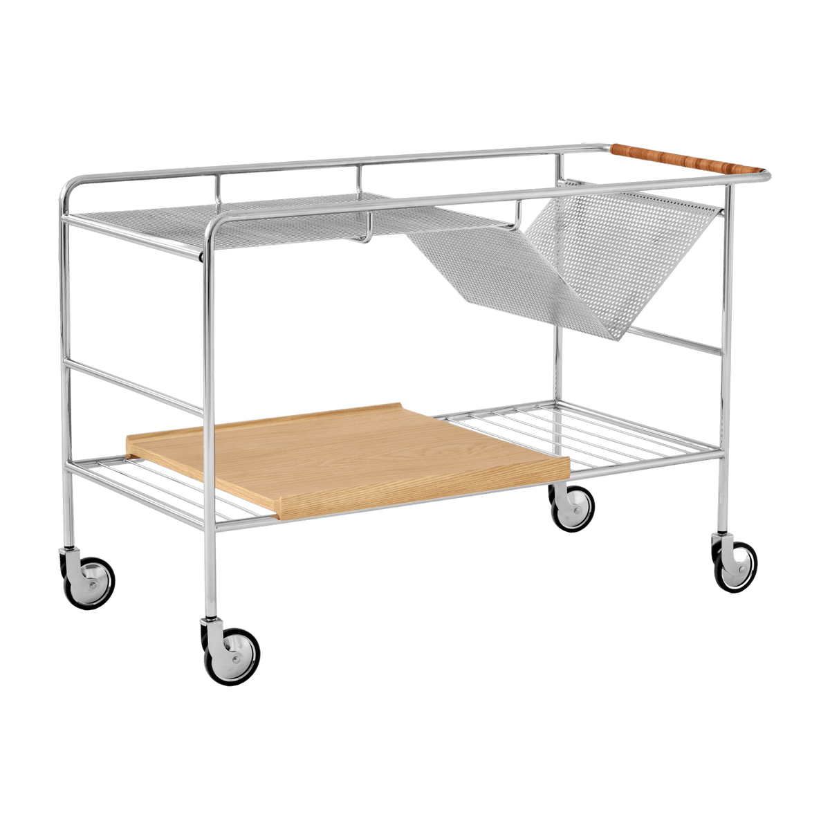 Multifunctional cart chrome and natural lacquered oak Alima NDS1 - &tradition - The Cool Republic