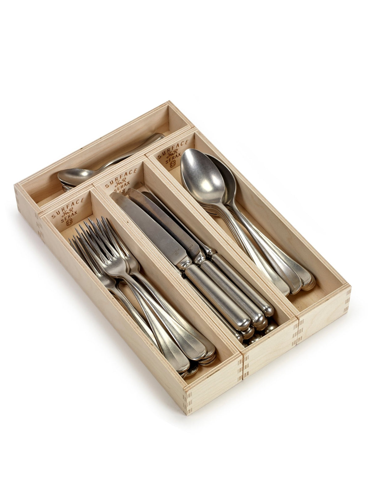 Coffret ménagère couverts 24 pièces en acier gris Surface - Serax - The Cool Republic