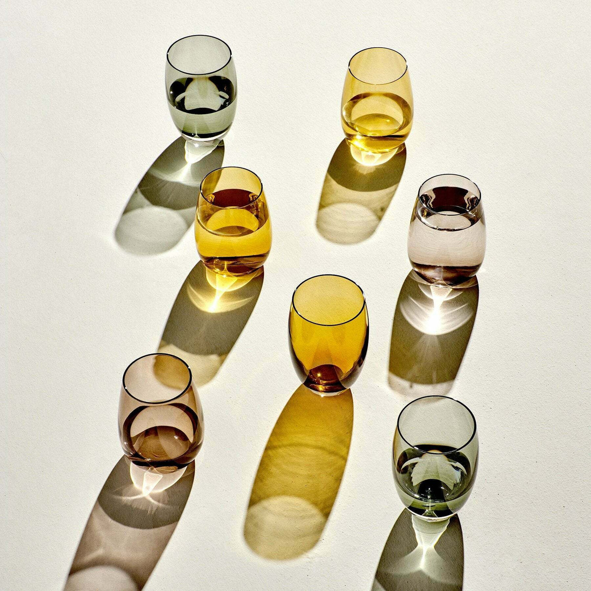Colored O Set of 4 Glasses Amber - Nude Glass - The Cool Republic