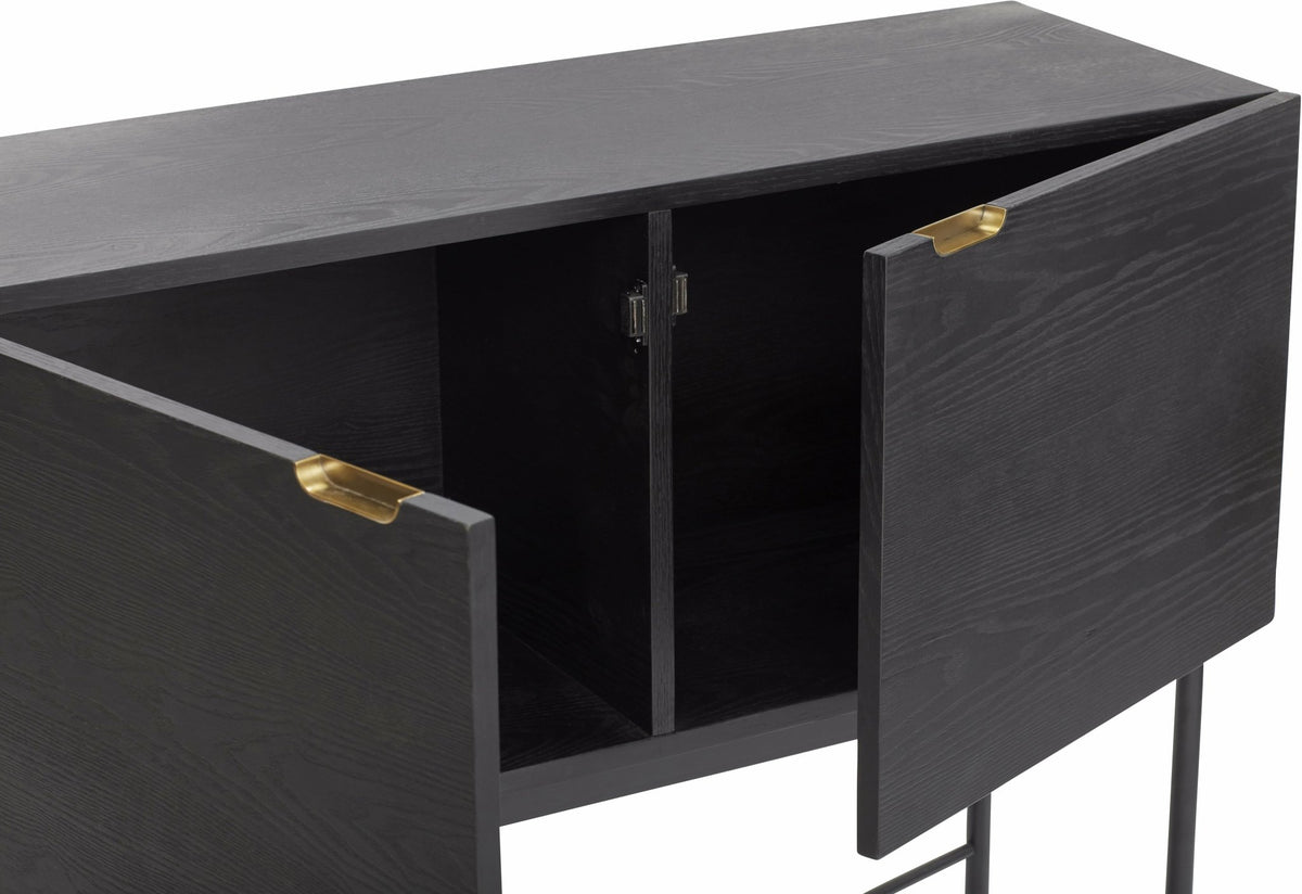 Console en bois de frêne noir et laiton - Hübsch - The Cool Republic