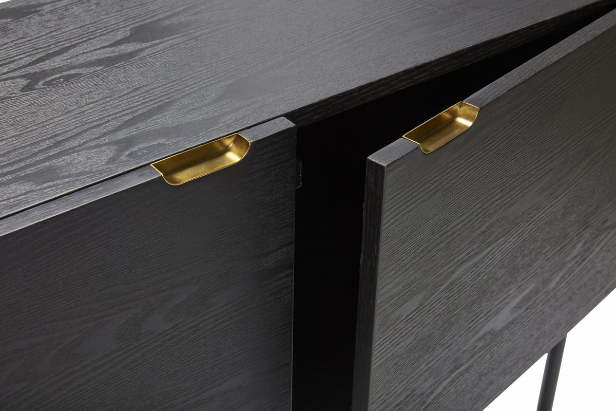 Console en bois de frêne noir et laiton - Hübsch - The Cool Republic