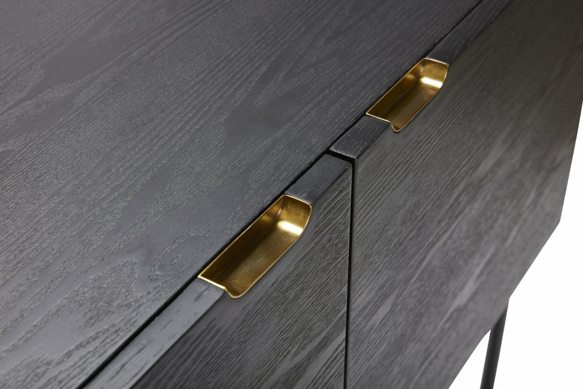 Console en bois de frêne noir et laiton - Hübsch - The Cool Republic