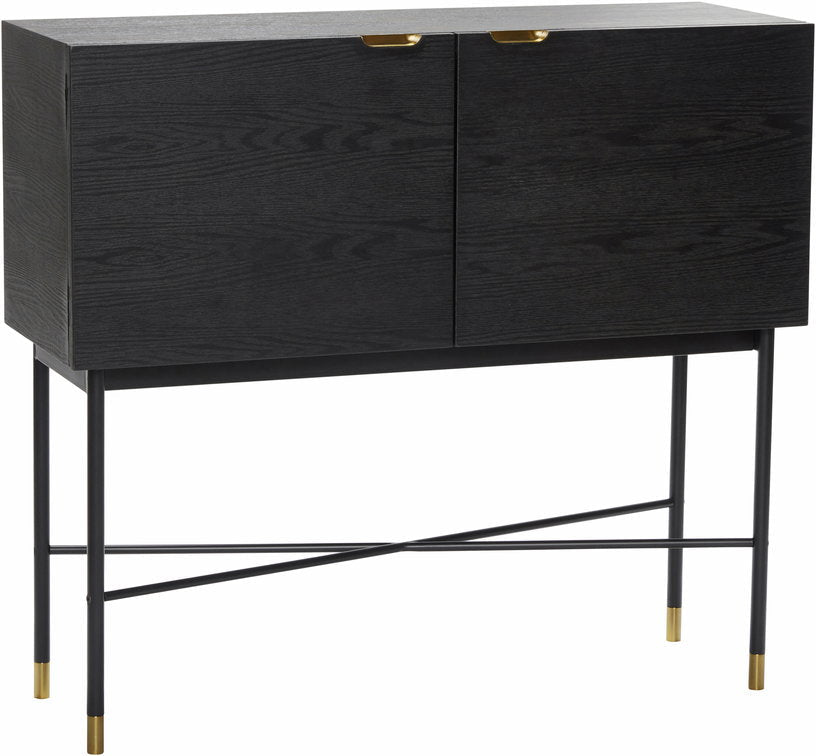 Console en bois de frêne noir et laiton - Hübsch - The Cool Republic