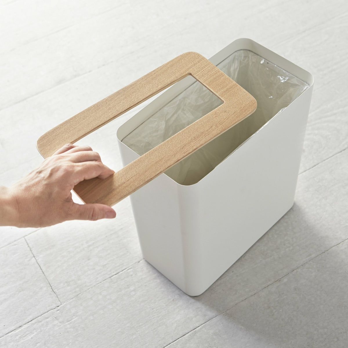 Rin Rectangular Steel and Wood Litter Bin - Yamazaki - The Cool Republic
