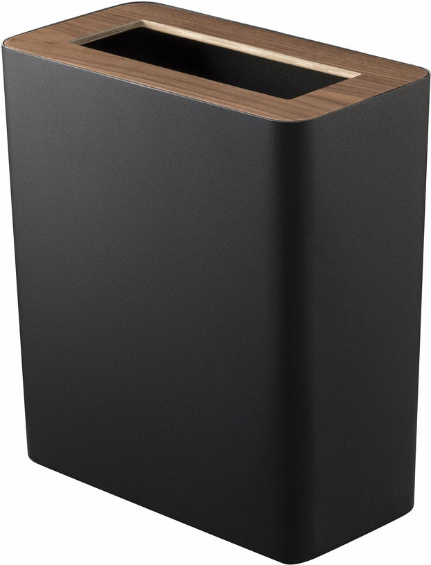 Corbeille rectangulaire en acier noir et bois Rin - Yamazaki - The Cool Republic