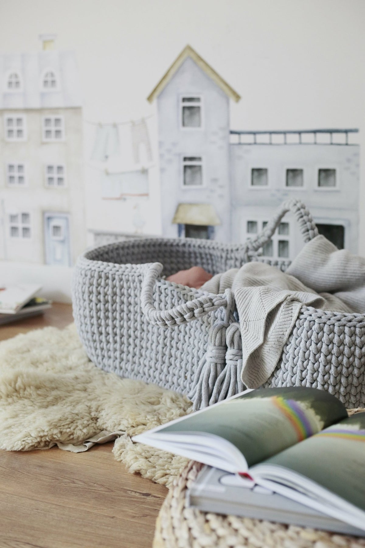 Crochet bassinet gris clair and mattress Moses - Happy Moses - The Cool Republic