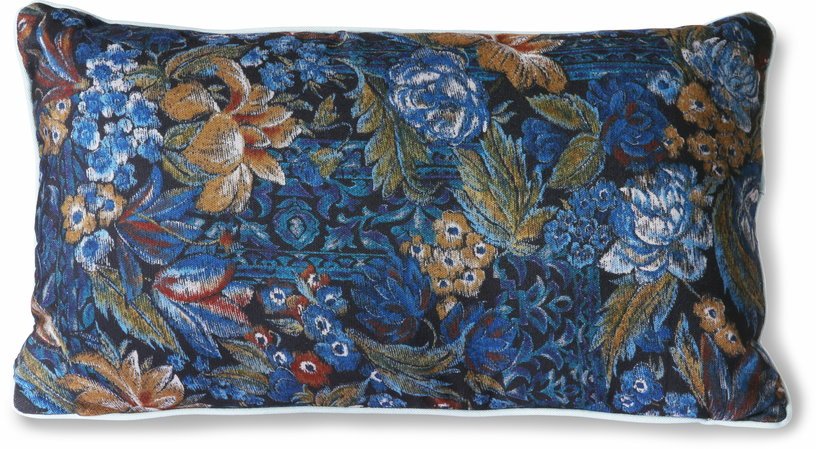 Coussin à double face imprimé floral bleu 35 x 60 cm Doris - Hkliving - The Cool Republic