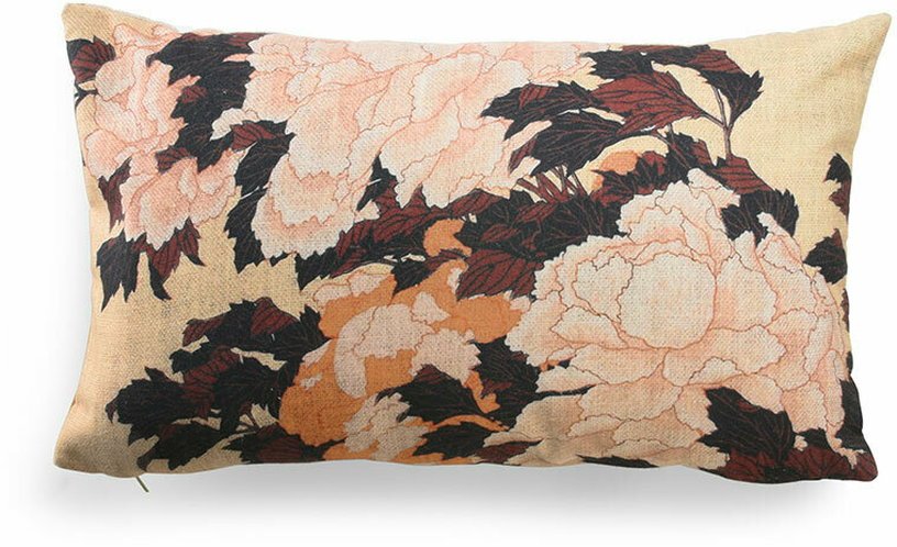 Coussin à imprimés fleuris beiges 35 x 60 cm Kyoto - HKliving - The Cool Republic