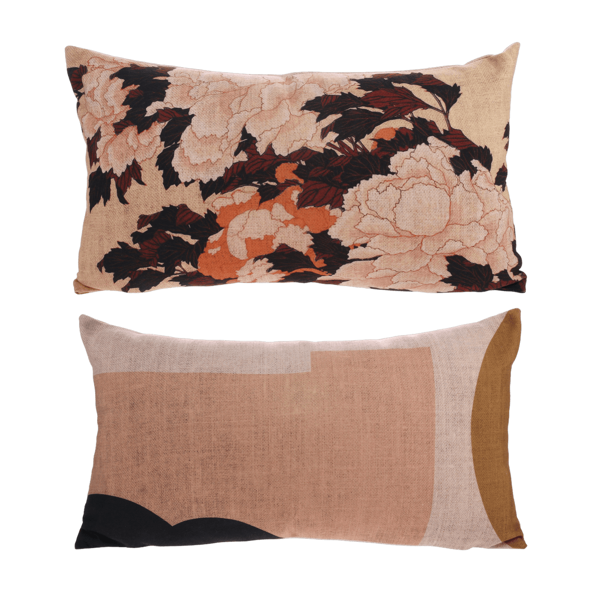 Coussin à imprimés fleuris beiges 35 x 60 cm Kyoto - HKliving - The Cool Republic