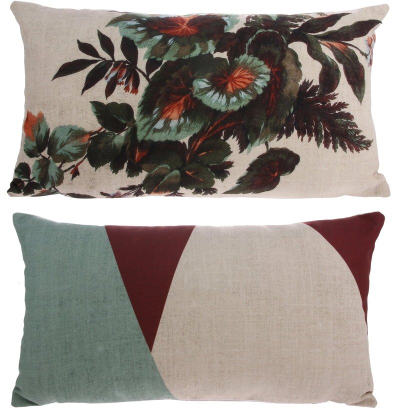 Coussin à imprimés fleuris verts 35 x 60 cm Kyoto - HKliving - The Cool Republic