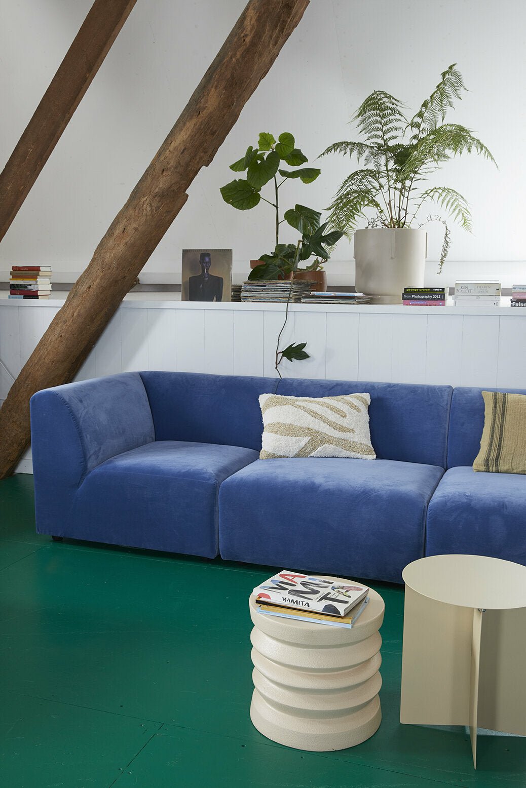 Coussin blanc à motifs beiges 35 x 55 cm - HKliving - The Cool Republic