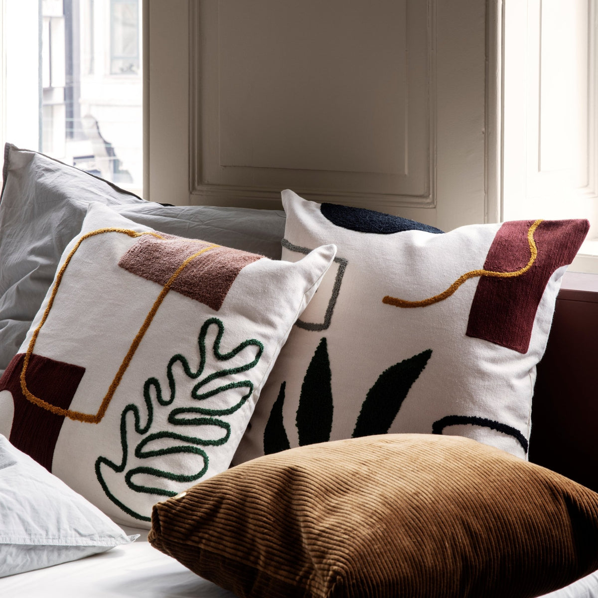 Coussin Cacti en coton blanc Mirage - Ferm Living - The Cool Republic