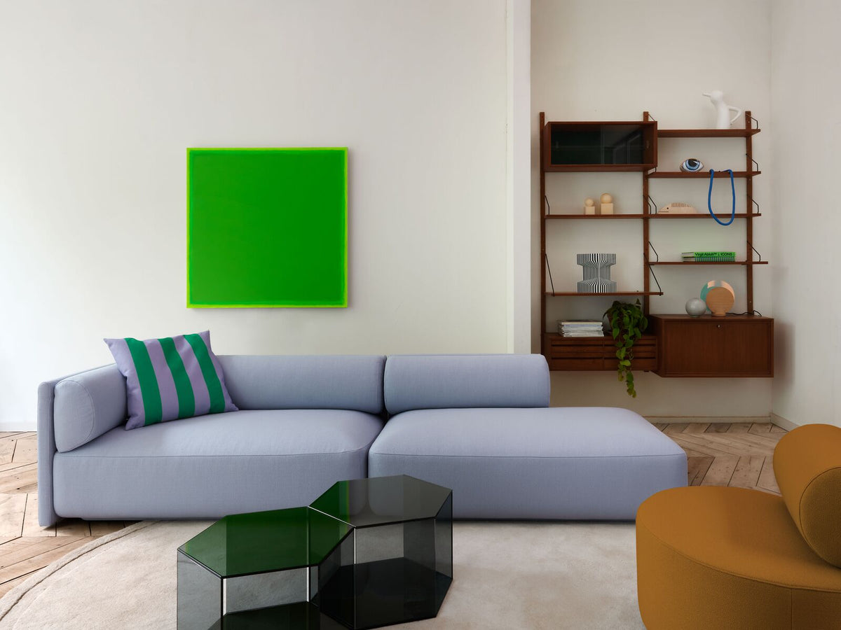Coussin carré à rayures en tissu vert et violet 60x60cm Striped - Fest Amsterdam - The Cool Republic