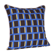 Coussin carré en coton bleu et marron 50 cm - Hübsch - The Cool Republic
