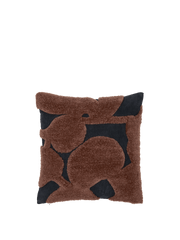 Coussin carré en laine tufté noir et marron 50 x 50 cm Cilla - Ferm Living - The Cool Republic