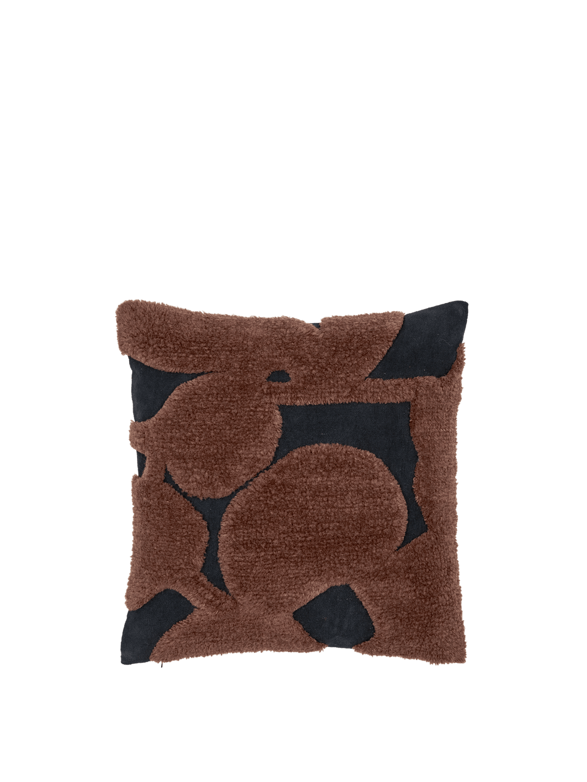 Coussin carré en laine tufté noir et marron 50 x 50 cm Cilla - Ferm Living - The Cool Republic