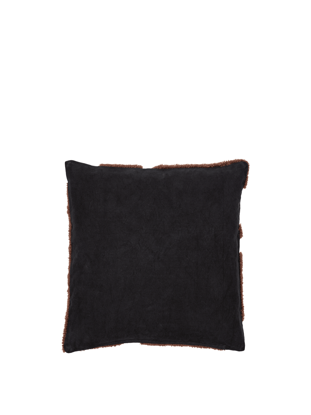 Coussin carré en laine tufté noir et marron 50 x 50 cm Cilla - Ferm Living - The Cool Republic